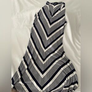 Striped Navy Blue and White Women Dress